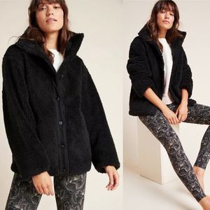 Varley Clemson Jacket $175 M Medium Black Sherpa Fleece Oversized Coat NEW